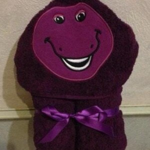 Purple Dino Hooded Towel