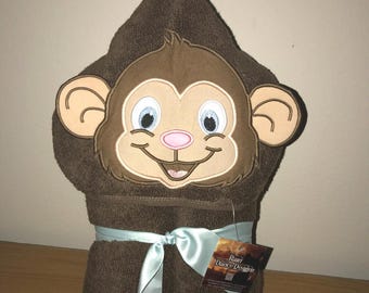 Baby Monkey Hooded Bath Towel with 3D Ears