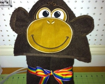 Monkey Hooded Towel with 3D Ears