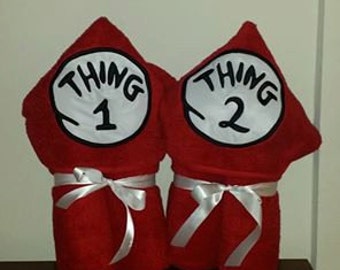 Thing 1 or 2 Hooded Bath Towel