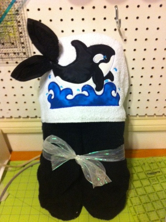 whale hooded towel
