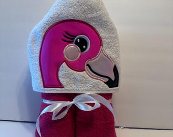 Flamingo Hooded Towel