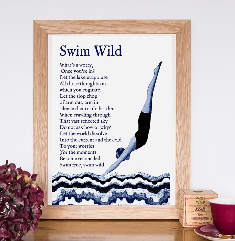 Swimming Print Swim Wild Open Swimming Wall Art Home Etsy UK
