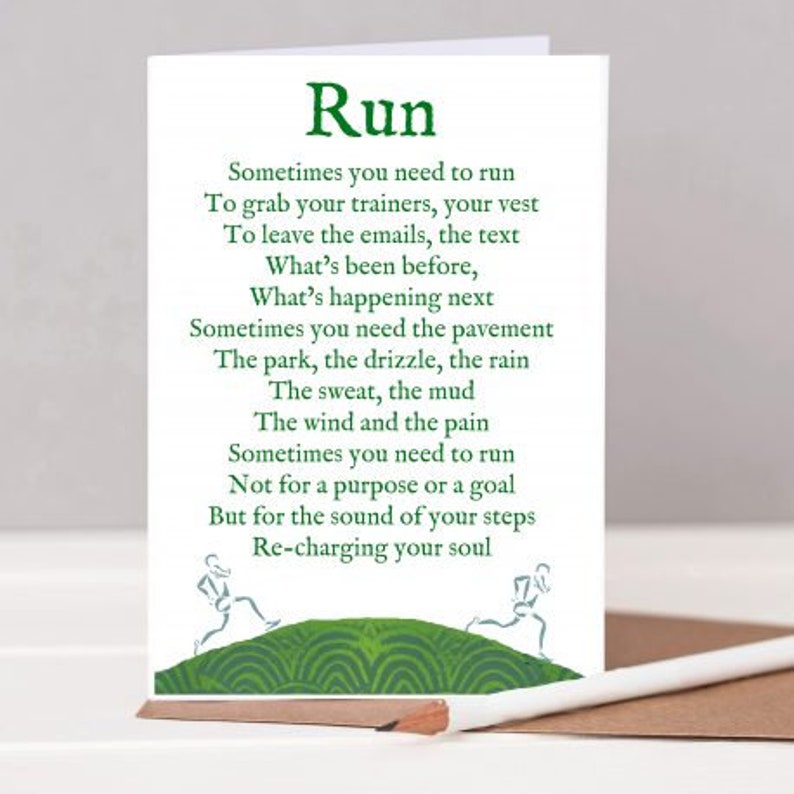 Running Card Card for Runners Running Poem Etsy UK