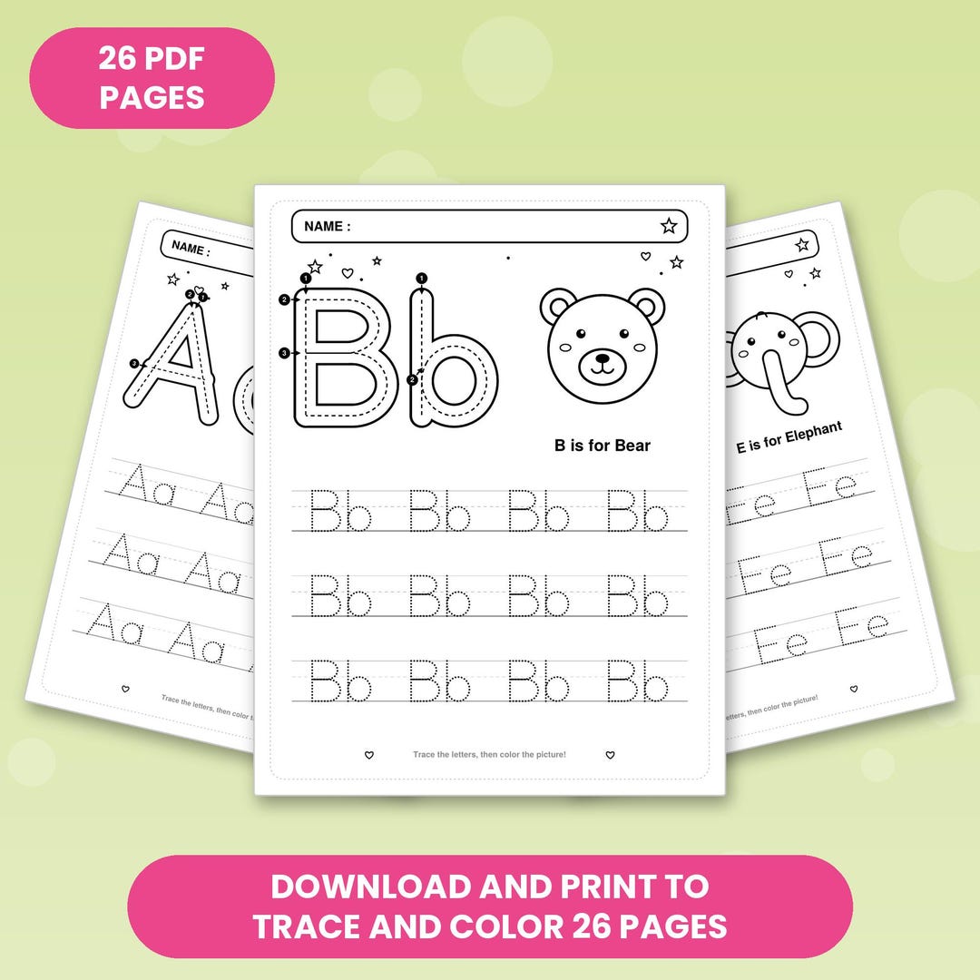 26 Alphabet Letters Tracing Worksheets Bundle Preschool A–Z Handwriting