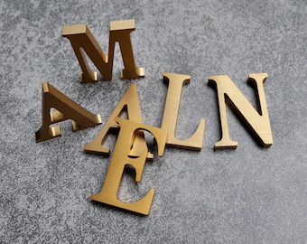 Custom Brass Letters & Numbers,Personalized Metal Signage,House Numbers (3D Vintage Style) – Suitable for Various Wall Surfaces