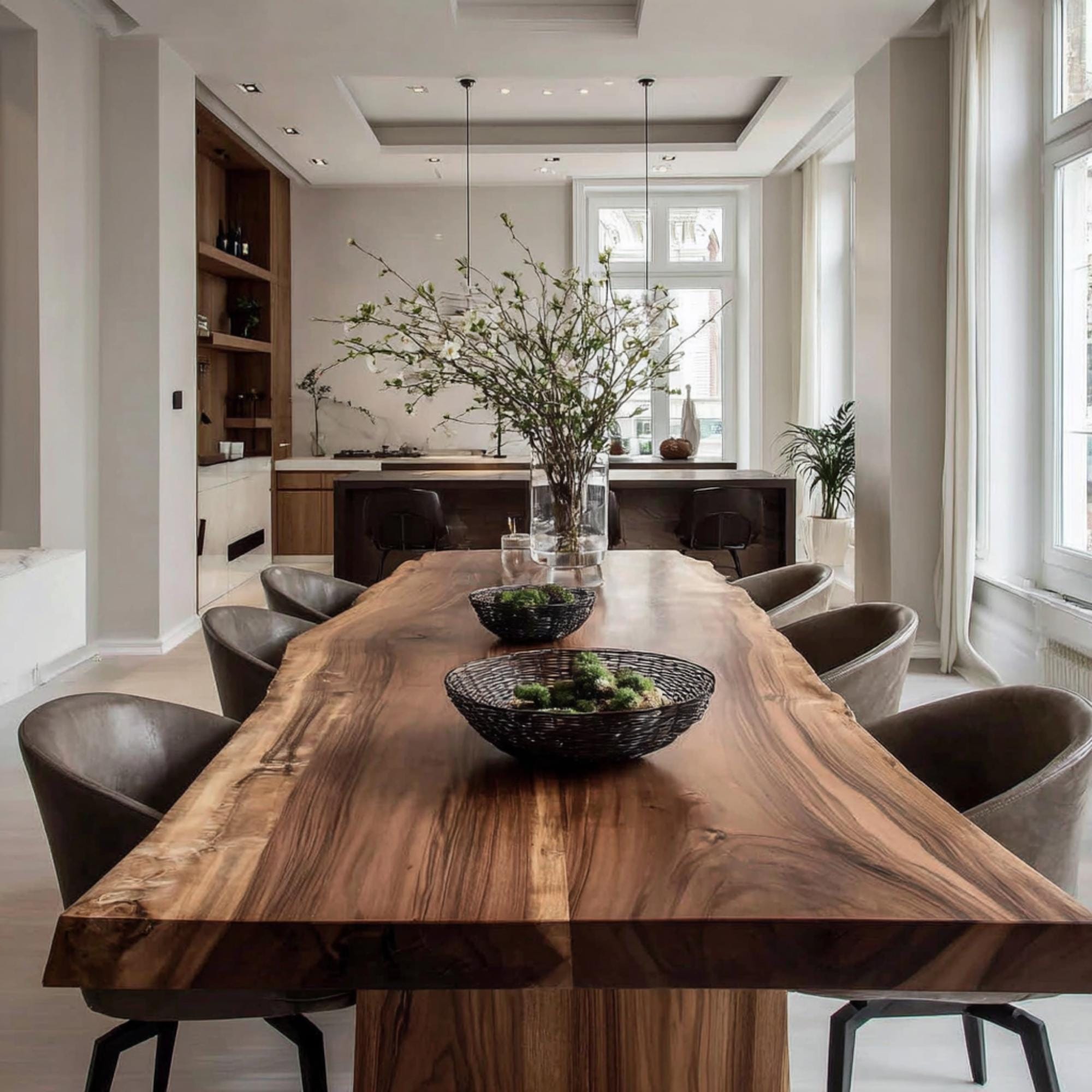 Handmade Solid Wood Live Edge Dining Table – Rustic Farmhouse Kitchen ...