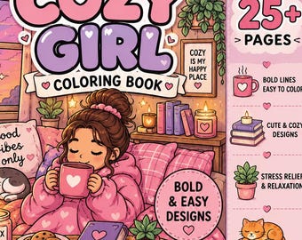 Bold and Easy Cozy Girl Coloring Book