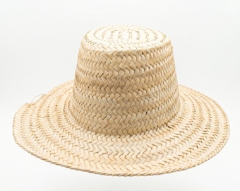 Moroccan Straw Hat, Handwoven Natural Fiber, Wide Brim Summer Style, Artisan Beach Accessory