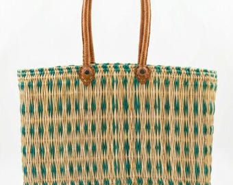 Moroccan Straw Basket Bag, Handwoven Tote, Eco Friendly Market Bag, Summer Beach Bag