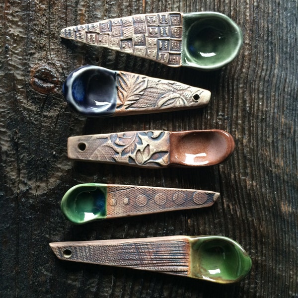 Ceramic Spice Spoon Hand Sculpted