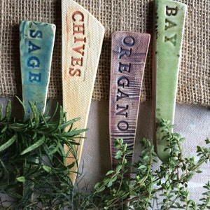 Ceramic Herb Garden Markers Set of 4 and Gift Bag image 2