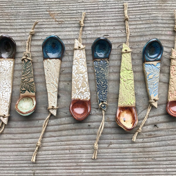 MOTHERS DAY SPECIAL Set  of ceramic Hand Built Mustard/ Spice Spoons Set of 2