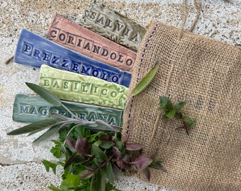 Ceramic Italian Herb Markers Set of 4 with bag