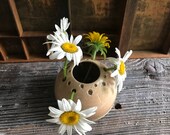 Ikebana Flower Frog Vase in Stoneware in Lime or Peach Celedon