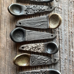 Ceramic Hand Built Spice Spoons Set of 2 with Bag