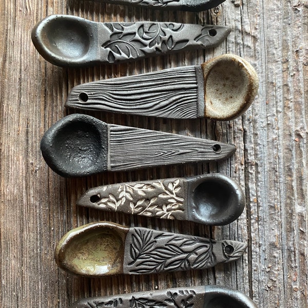 Ceramic Hand Built Spice Spoons Set of 2 with Bag