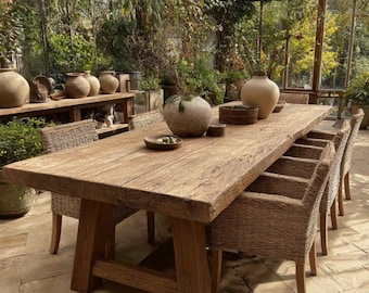 Table à manger en noyer faite main, Table de cuisine en bois massif, Meubles rustiques sur mesure, Table à manger design moderne, Meubles, Table en bois de luxe