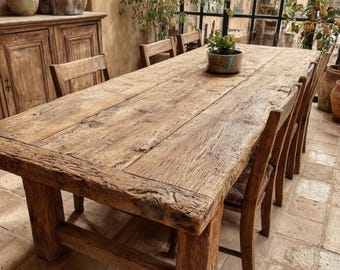Handmade Solid Walnut Dining Table, Custom Kitchen Table, Rustic Farmhouse Style, Modern Wooden Furniture, Rustic Kitchen Furniture
