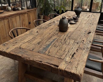 Custom Walnut Dining Table, Solid Wood Rustic Kitchen Furniture, Handmade Live Edge Slab