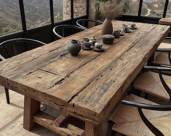 Handmade Wooden Dining Table, Solid Walnut Rustic Table, Custom Size Kitchen Table,Custom Size Kitchen Table,