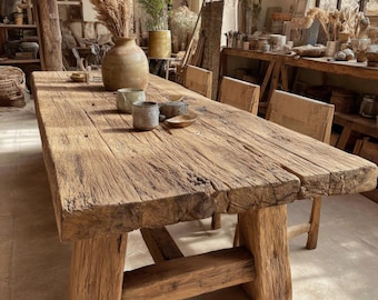 Handmade Solid Walnut Dining Table, Custom Kitchen Table, Rustic Farmhouse Style, Modern Wooden Furniture