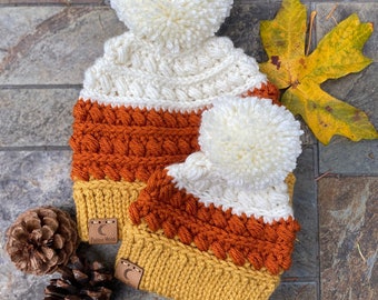 Candy Corn Beanie / Harvest Beanie / All Sizes