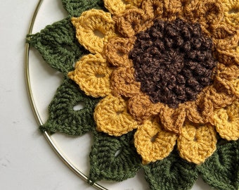 Flower Mandala Wall Hanging / Wall Decor / Color: Green with Gold