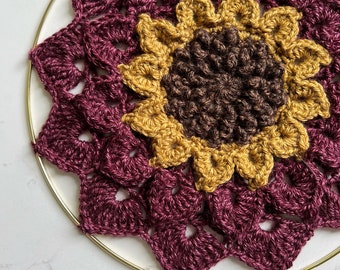 Flower Mandala / Wall Hanging / Color: Burgundy