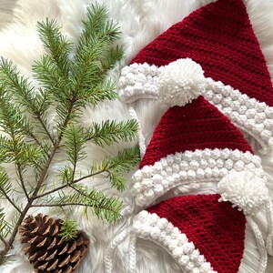 Santa Bonnet, Santa Pixie Bonnet, Christmas Baby Bonnet, Christmas Pixie Bonnet, Christmas hat image 1