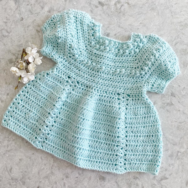 Baby girl dress, size 3-6months, baby shower gift, photoshoot, hand crocheted