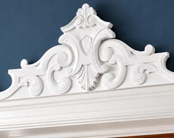 Türgiebel 35,5 × 9,5 Zoll, barocker Gips-Türaufsatz, Türdekoration — Versailles