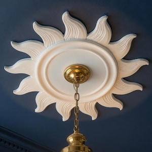 Solara Mini Handmade Ceiling Rose | 8.5 Inch Mid-Century Sunburst Ceiling Medallion