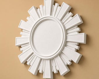 Ceiling Medallion 9.8 in, Art Deco Geometric Plaster Ceiling Rose for Pendant Light — Aurora