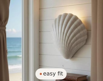 Wall Light | Neptune Shell Plaster Wall Sconce | Coastal Farmhouse Uplighter | Paintable | LED Included | Easy Fit | Handmade UK
