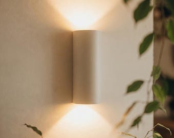 Easy Install Minimalist Plaster Wall Light, Curved Half Cylinder (LED Included, Paintable)
