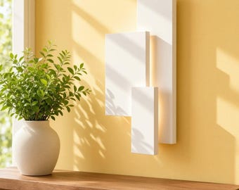 Plaster Wall Sconce, Modernist Geometric, Battery or Hardwired Wall Light — Bauhaus Trio