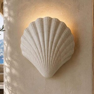 Neptune Handmade Wall Light | Scallop Paintable Sconce, Battery Or Mains | 17.8 × 17.8 Cm (7 × 7 In) | Coastal Decor