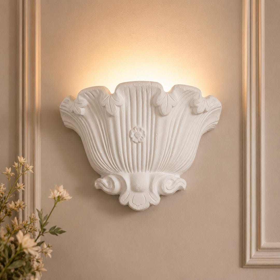 Shell Uplighters Classic Shell Wall Light | Paintable Plaster Uplighter | Decorative ...