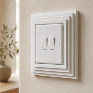 Light Switch Cover | UK Standard & Paintable | Easy Fit Art Deco Switch Plate | Decorative Wall Upgrade