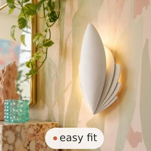 Wall Light | Eden Leaf Botanical Plaster Wall Sconce | Art Nouveau Uplighter | Paintable | LED Included | Easy Fit | Handmade UK