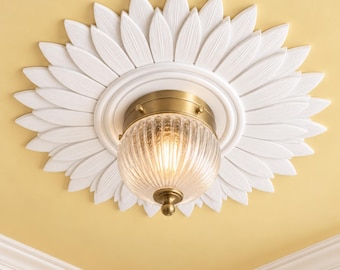 Deckenrosette 30 cm, florales viktorianisches Gips-Deckenrosette für Pendelleuchte – Gänseblümchen
