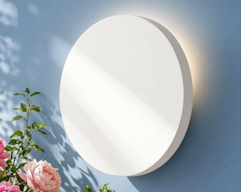 Plaster Wall Sconce, Soft Minimalist, Battery or Hardwired Wall Light — Organic Round