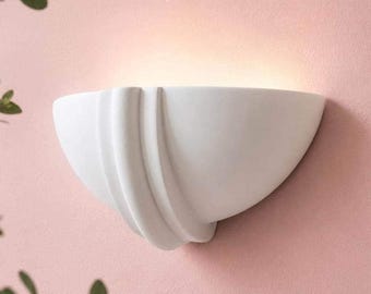 Plaster Wall Sconce, Organic Sculptural, Battery or Hardwired Wall Light — Boho