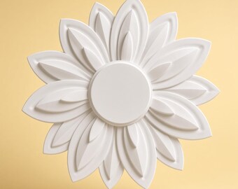 Ceiling Medallion 15 in, Art Nouveau Botanical Plaster Ceiling Rose for Chandelier — Lotus
