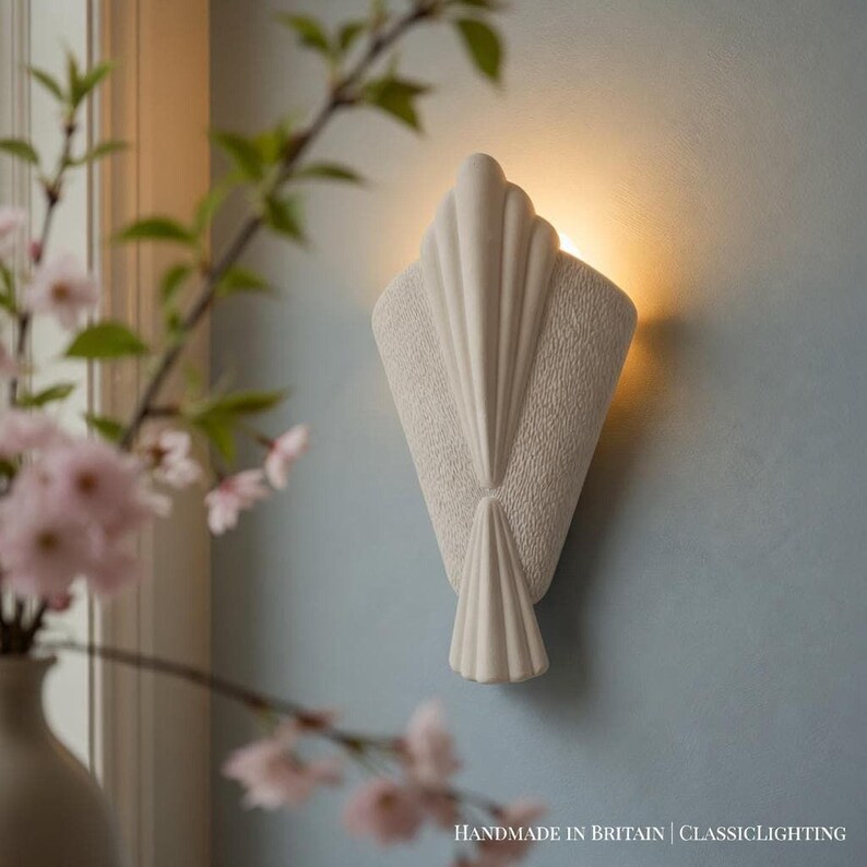 Easy Install Sea Breeze Wall Light - Handmade Plaster With Soft Warm ...
