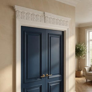 Acanthus Handmade Overdoor Pediment | Neoclassical Door Topper | Paintable Architectural Decor