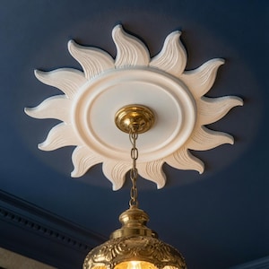 Solara Mini Handmade Ceiling Rose | 8.5 Inch Mid-Century Sunburst Ceiling Medallion