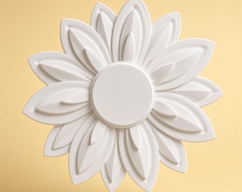 Ceiling Medallion 15 in, Art Nouveau Botanical Plaster Ceiling Rose for Chandelier — Lotus