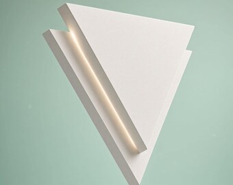 Plaster Wall Sconce, Art Deco Geometric, Battery or Hardwired Wall Light — Triangle